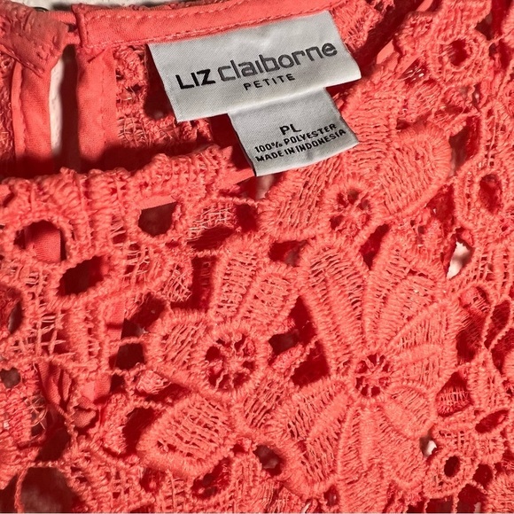 Liz Claiborne Orange Lacy Overlay Top - Picture 2 of 9